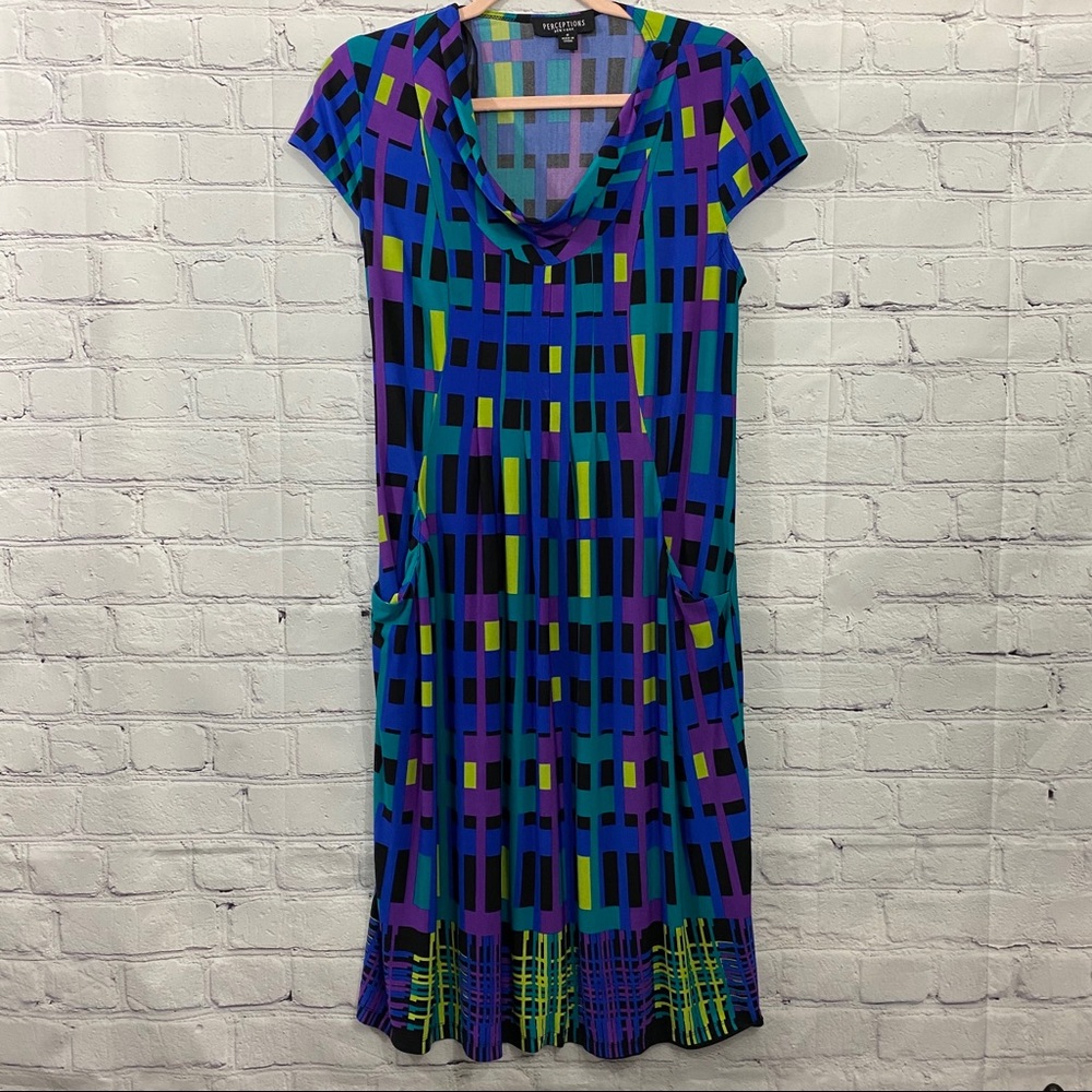 Perceptions New York Midi Dress Pockets. Colorful